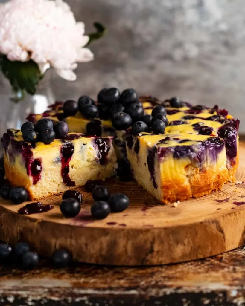 Custard Cake With Blueberries