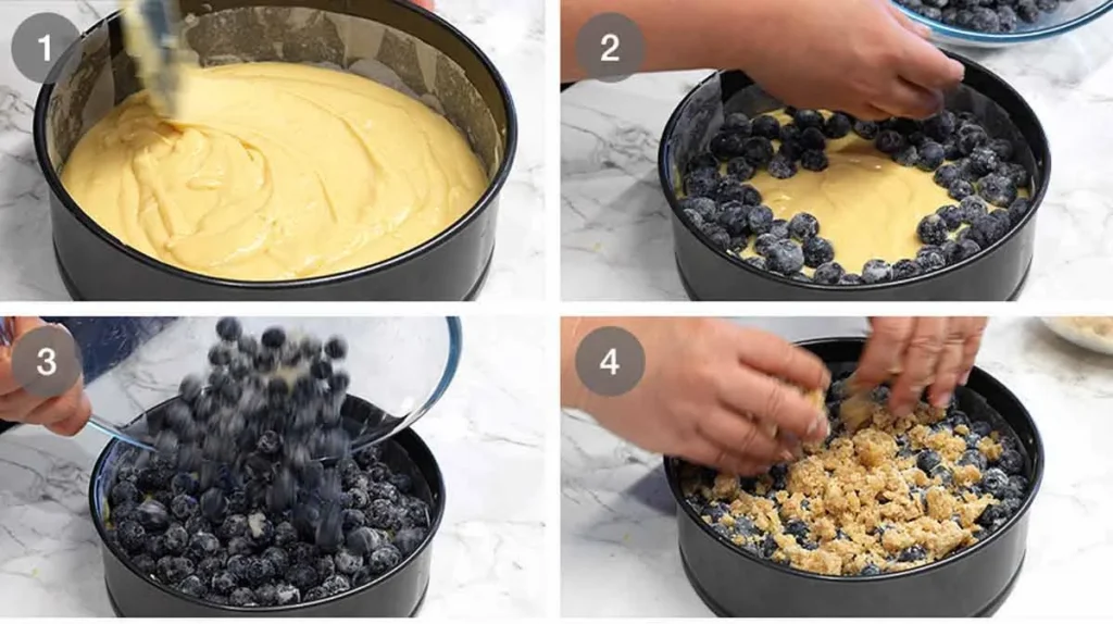 How to assemble blueberry crumb cake 1