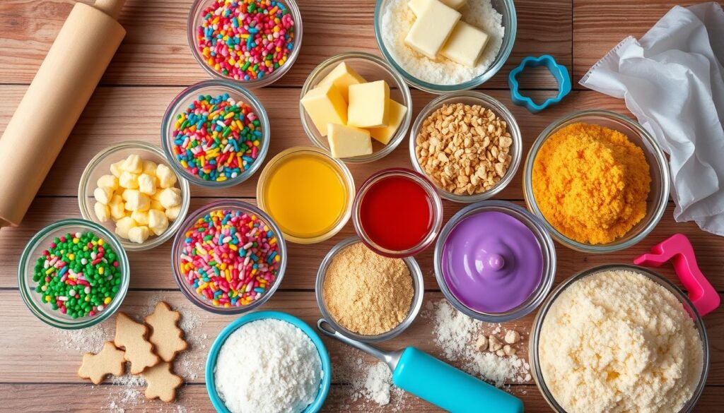 colorful cookie dough ingredients