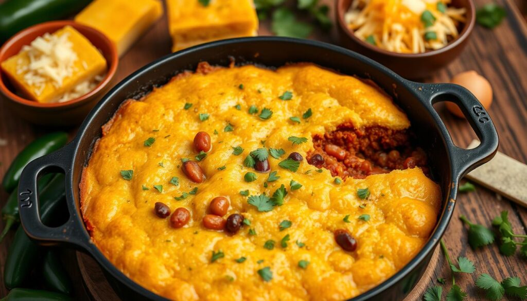 cornbread topped chili casserole