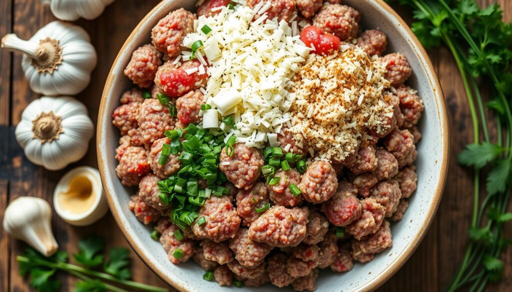 garlic parmesan cheeseburger mixture