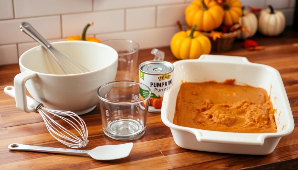 pumpkin dump cake tools