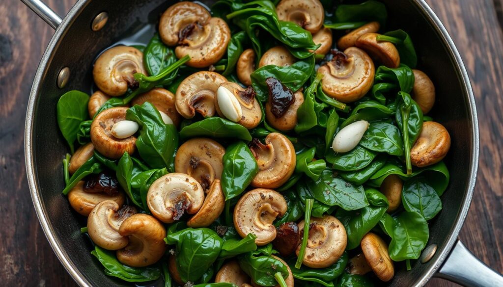 sauteed mushrooms with spinach