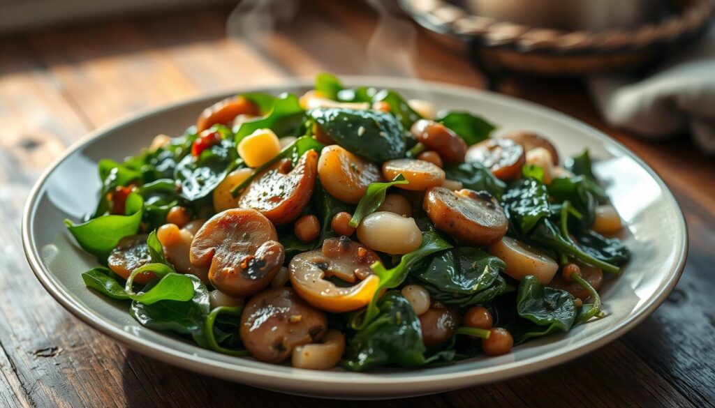 sauteed spinach mushrooms and onions