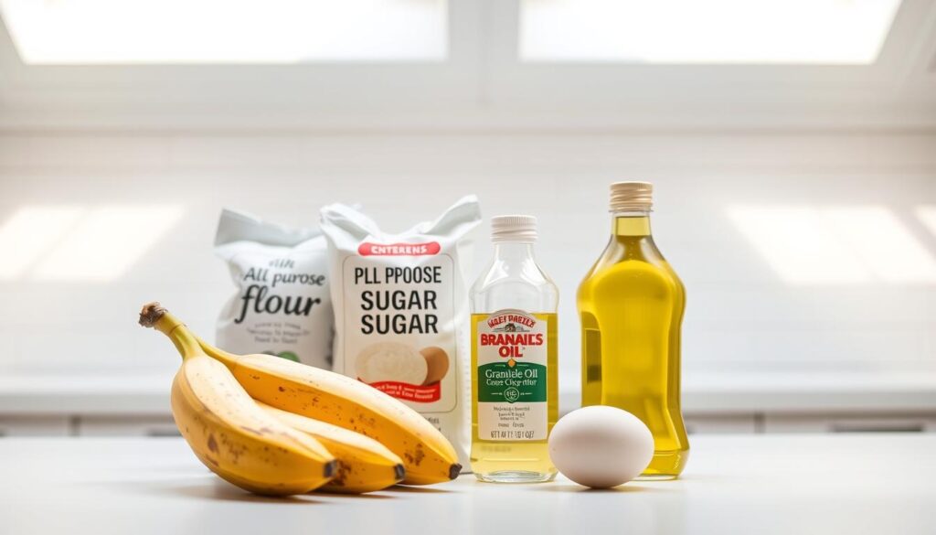 Key ingredients for easy banana bread recipe