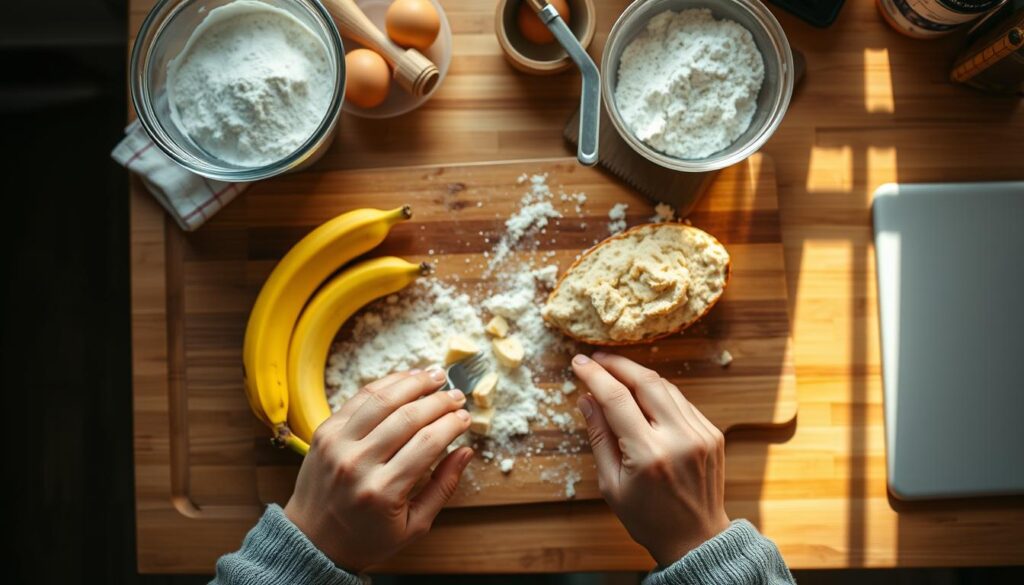 Preparation and mixing techniques for banana bread